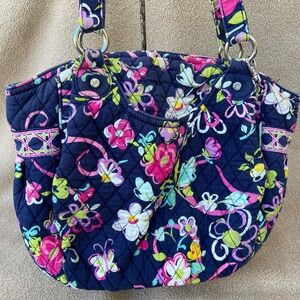 Vera Bradley Blue Pink Floral Ribbons for Breast Cancer Satchel